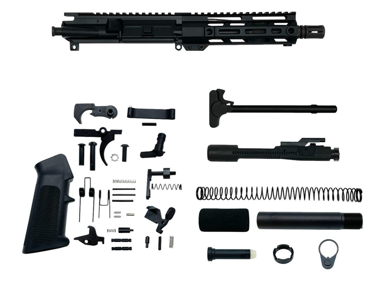 MCS AR-15 7.62×39 7.5″ Pistol Upper Complete Build Kits - Assembled Black Barrel Upper - Black 