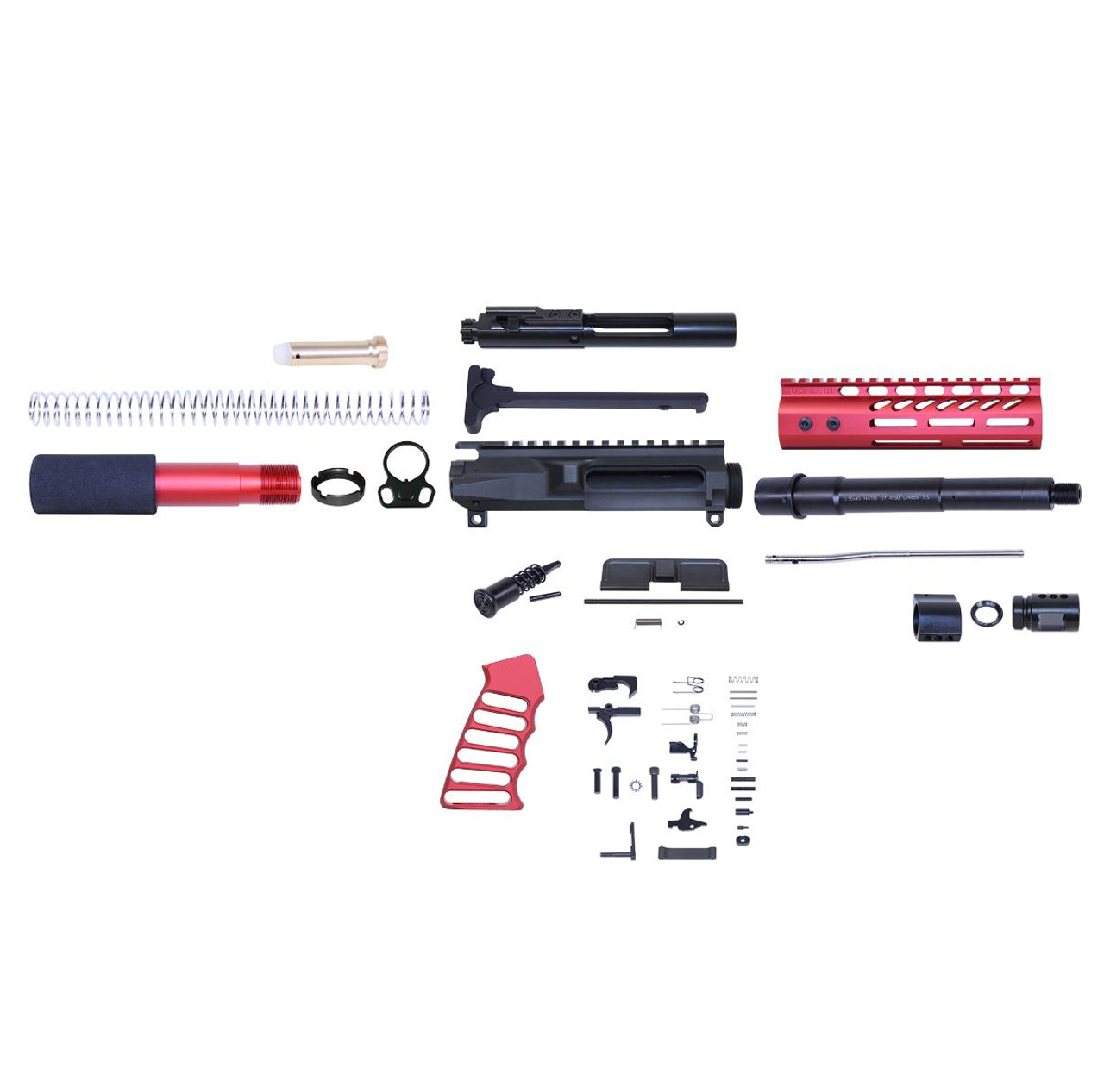 MCS AR-15 5.56 Cal Complete Ultralight Series Pistol Kit - Anodized Red 