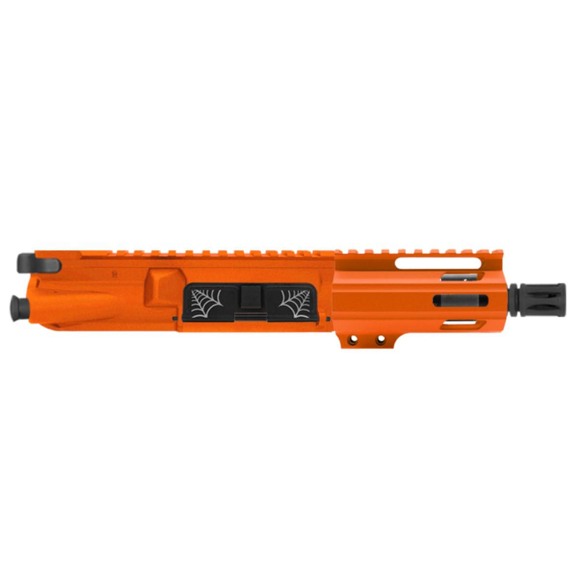 MCS AR-15 5.56 NATO 5'' PISTOL UPPER WITH 4'' HANDGUARD - SPIDER WEB - HUNTER ORANGE 