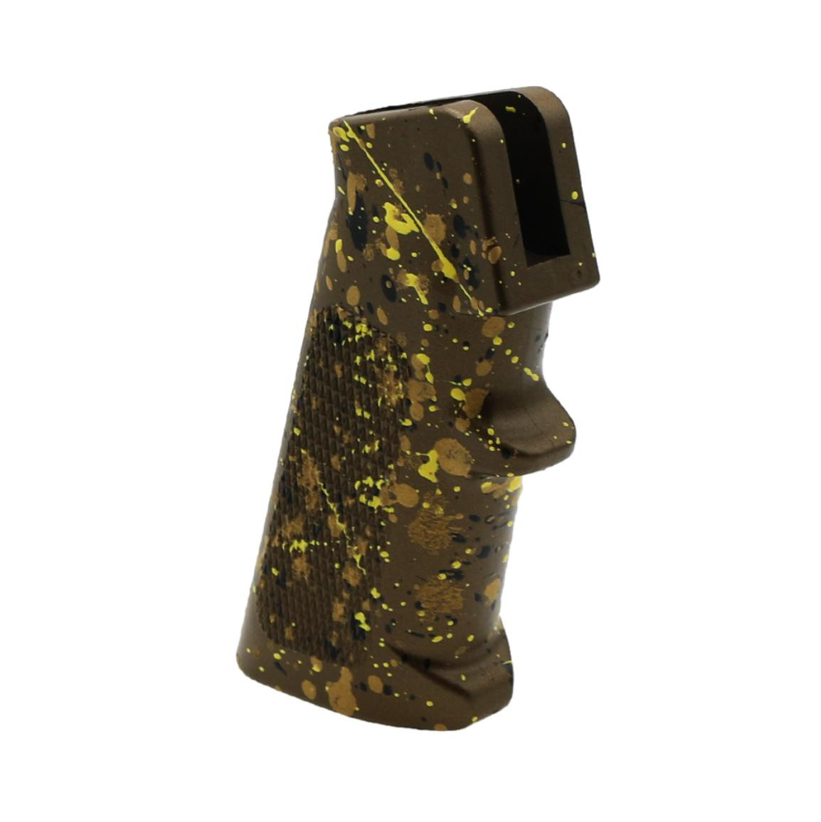 MCS AR STANDARD A2 PISTOL GRIP - BASE BURNT BRONZE - PATTERN - GOLD - BLACK - LEMON ZEST - CERAKOTE SPLATTER 