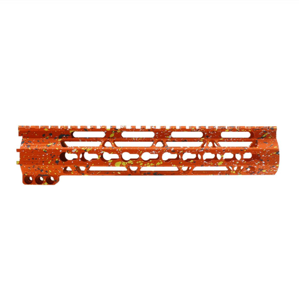 MCS AR-15 10'' Free Float Keymod Handguard - Base Hunter Orange - Pattern - Sniper Gray - Bright White - Lemon Zest - Cerakote Splatter 