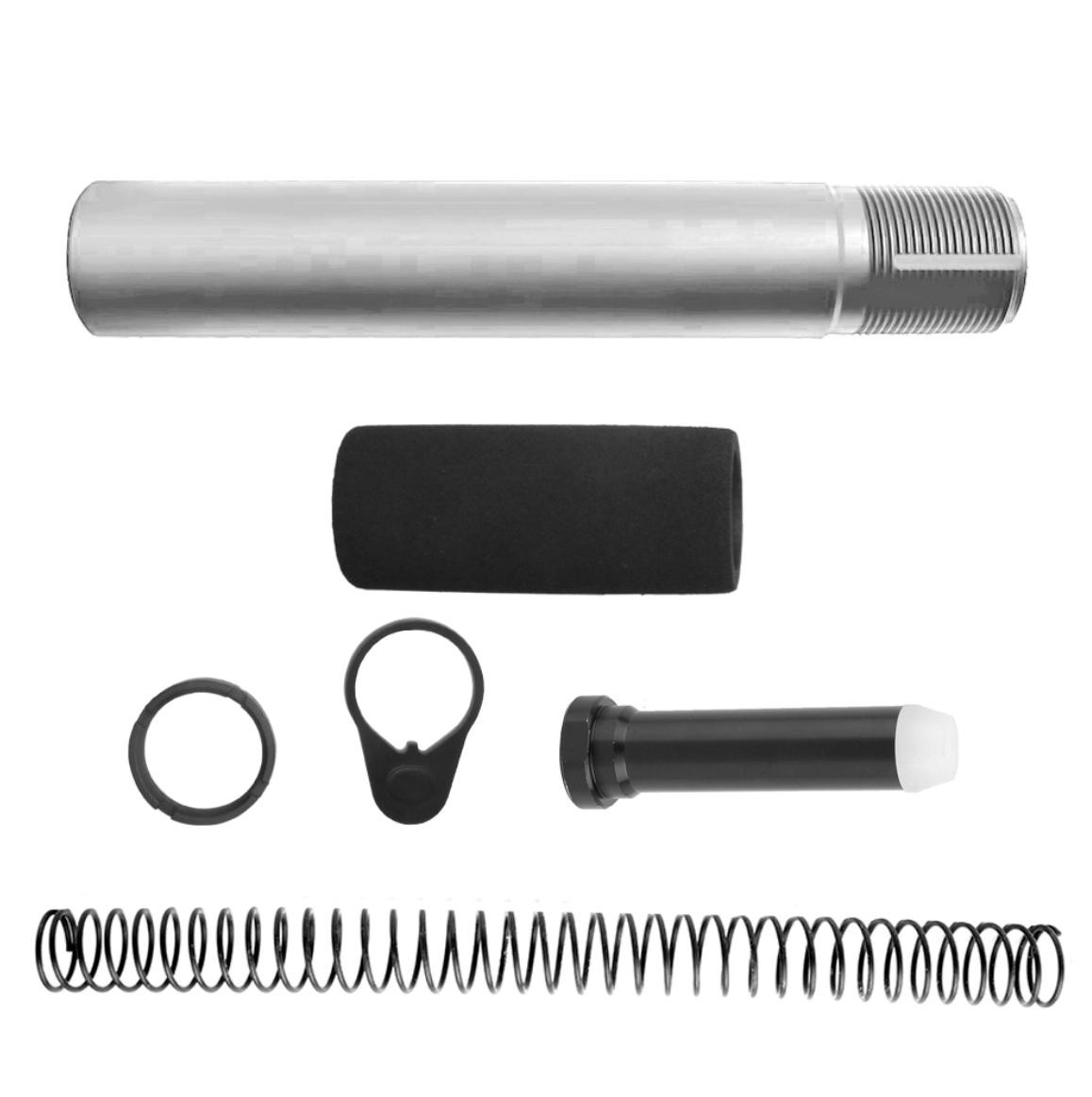 MCS AR-15 .223/5.56 Complete Pistol Buffer Tube Kit - Cerakote Glacier Silver 