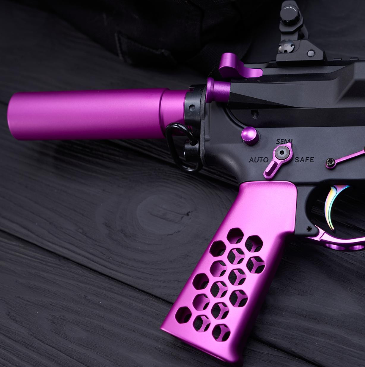 MCS AR-15 Skeletonized Aluminum Pistol Grip Airlite Series - Anodized Purple 