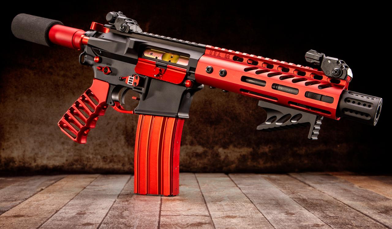 MCS AR-15 Micro Slip Over Barrel Shroud Muzzle Brake USA Made With Multi Port - Anodized Black 