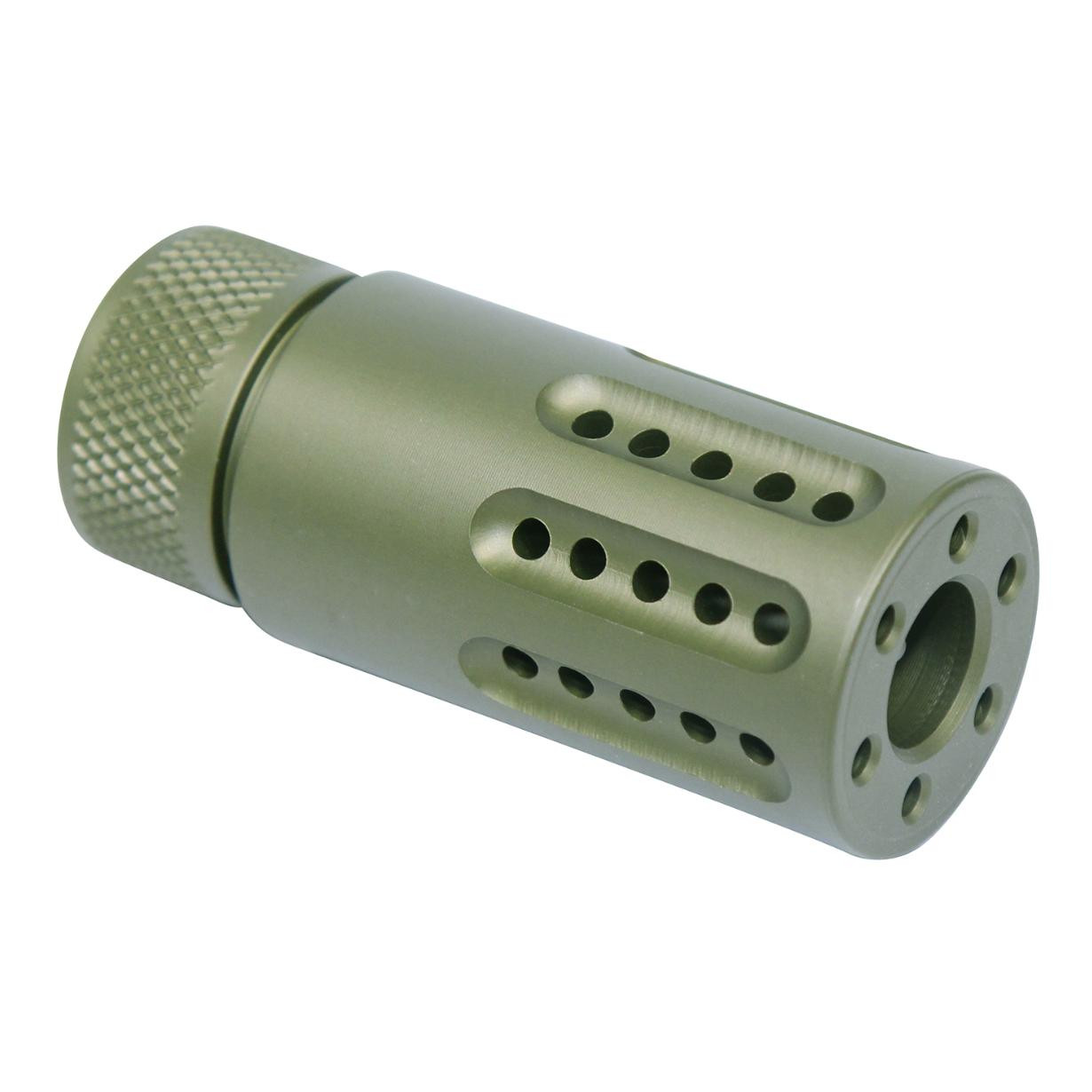 MCS AR-15 Micro Slip Over Barrel Shroud Muzzle Brake USA Made With Multi Port - Anodized Green 