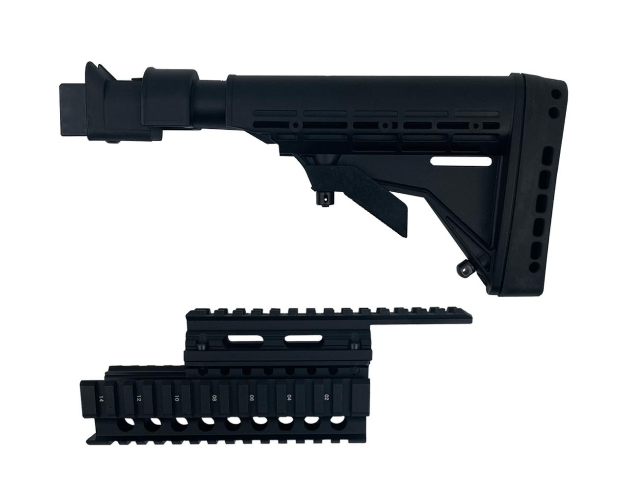 MCS AK-47 Combo Tactical Recoil Buttstock with Forend Rail - Soft Recoil Buttpad – BLACK 