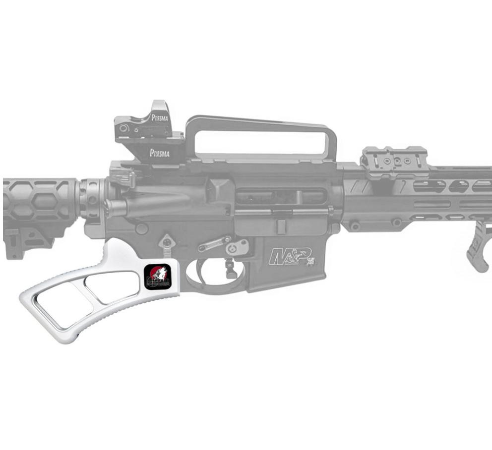 MCS Featureless Skeletonized Rear Pistol Grip - Silver 