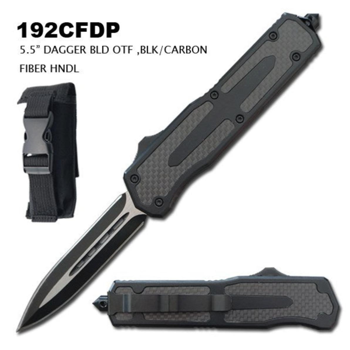 MCS OTF DAGGER BLADE CARBON FIBER HANDLE - BLACK 