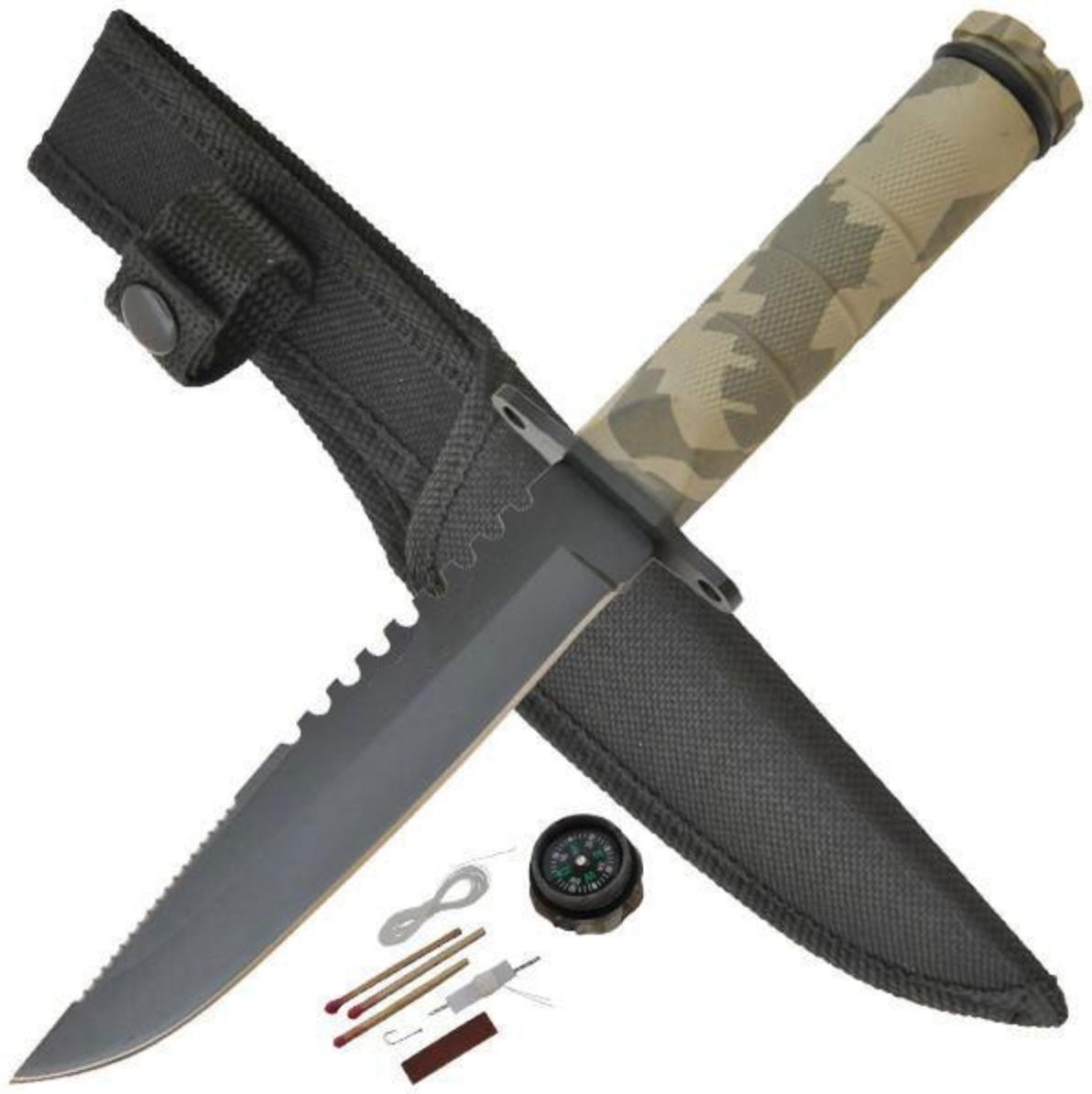 MCS TACTICAL CAMO SURVIVAL KNIFE W/CASE 