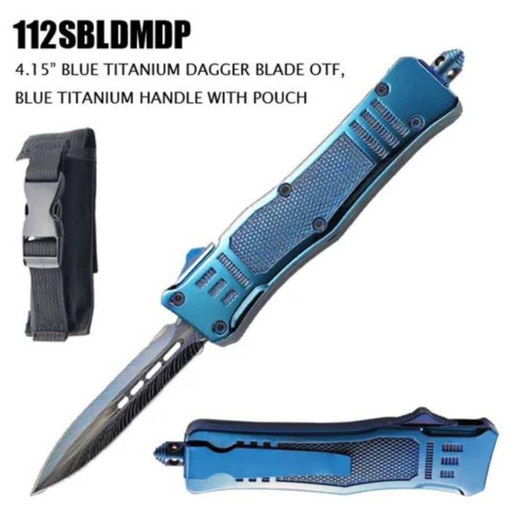 MCS TACTICAL OTF 4.15″ DAGGER BLADE - BLUE TITANIUM 
