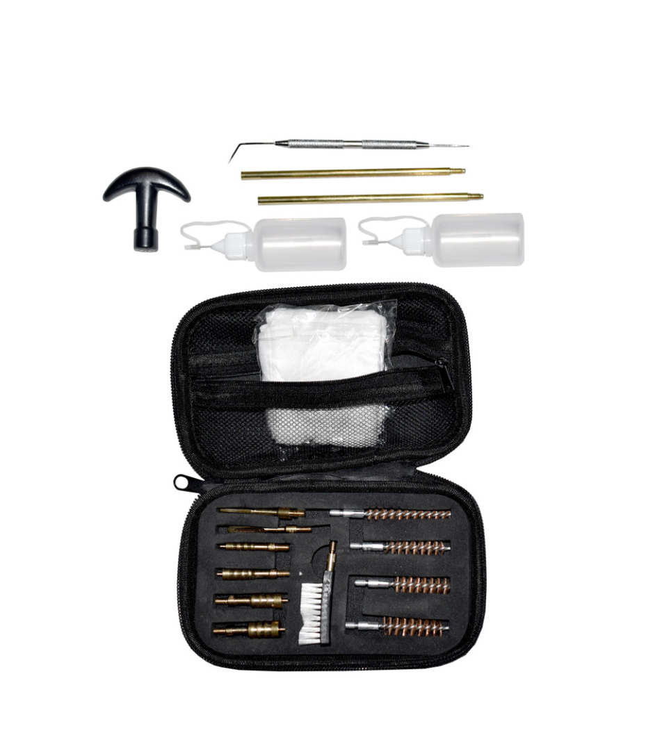 MCS Universal Pistol Cleaning kit .22/.357/.38/9mm/.45 Caliber , Bronze Bore Brush and Brass Jag Adapter