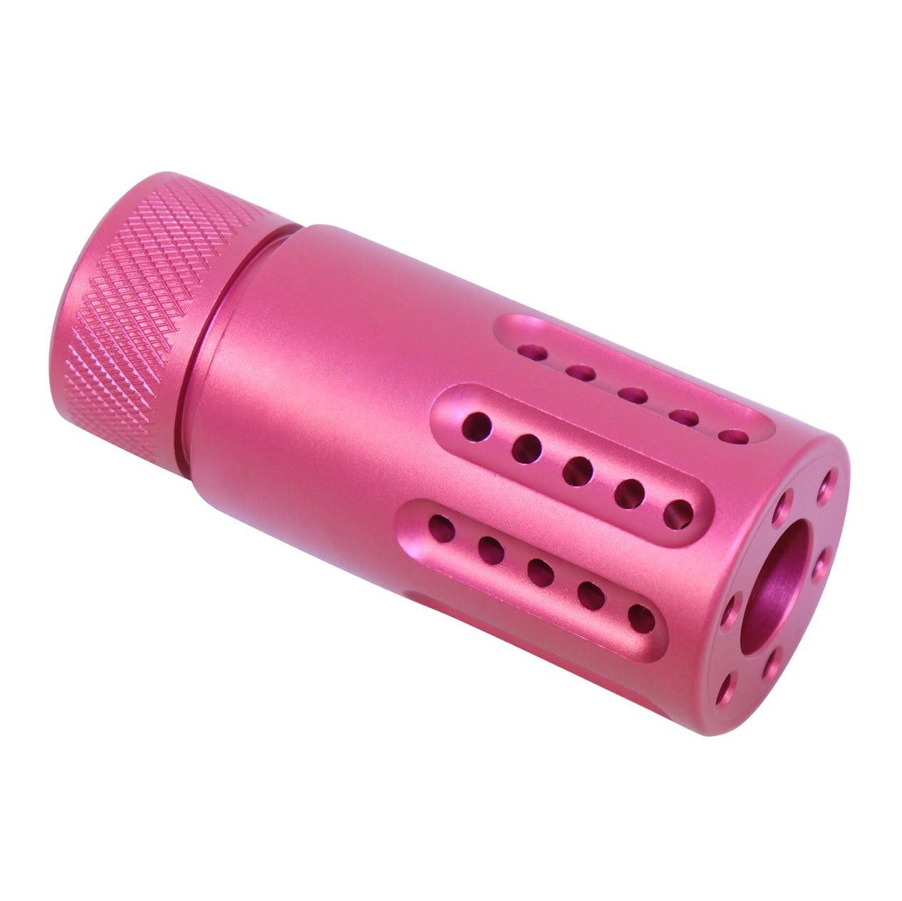 MCS AR-15 Micro Slip Over Barrel Shroud With Multi Port Muzzle Brake - Anodized Pink 