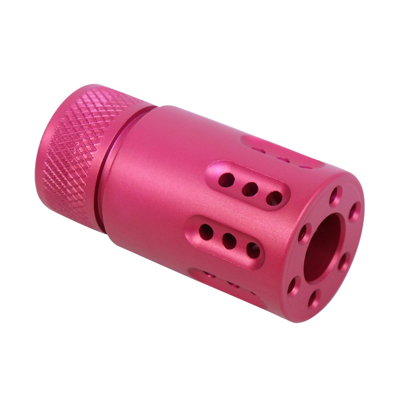 MCS AR-15 Mini Slip Over Barrel Shroud With Multi Port Muzzle Brake - Anodized Pink 