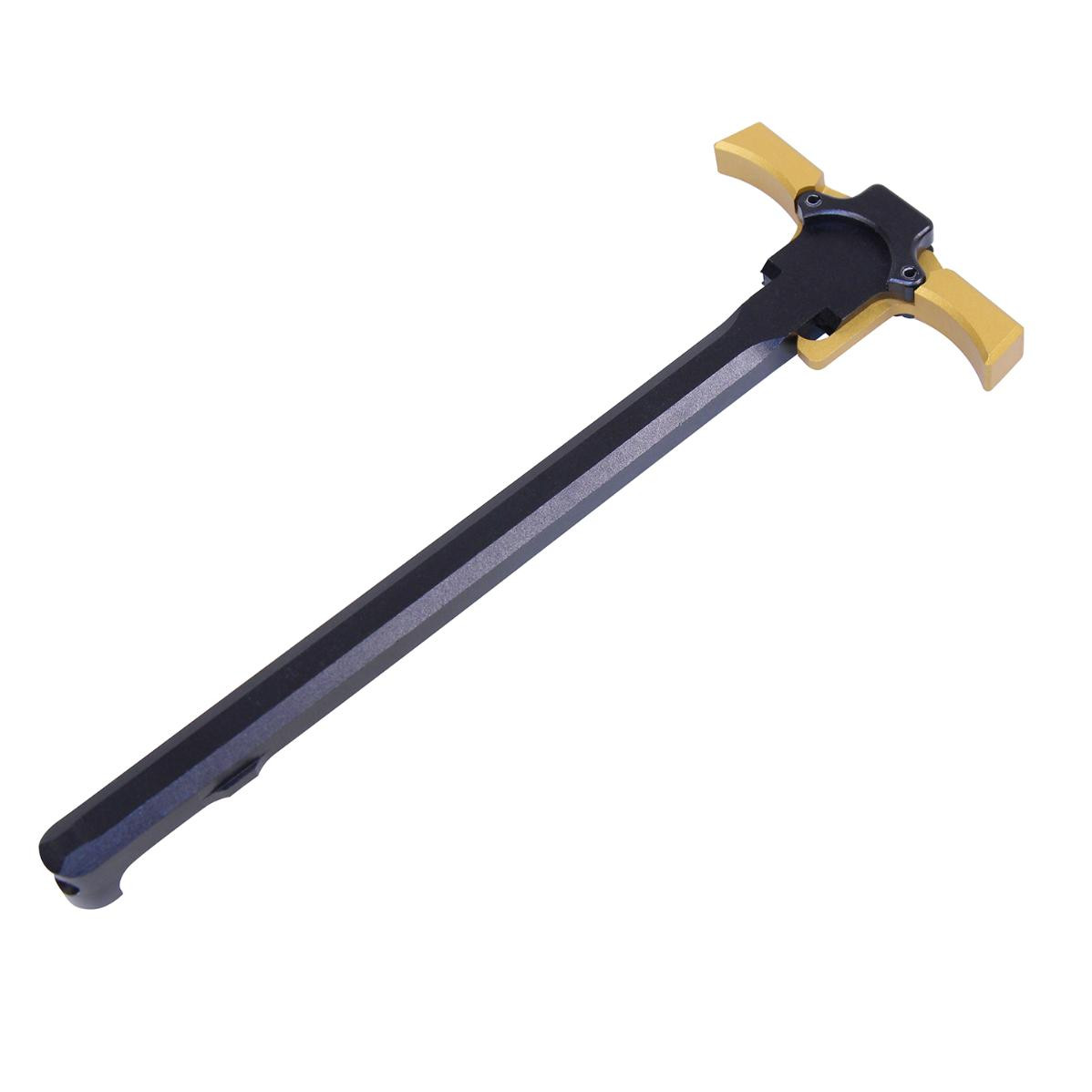 MCS AR-15 Ambidextrous “Quick Engage” Charging Handle - Anodized Black W/ Gold Handles 