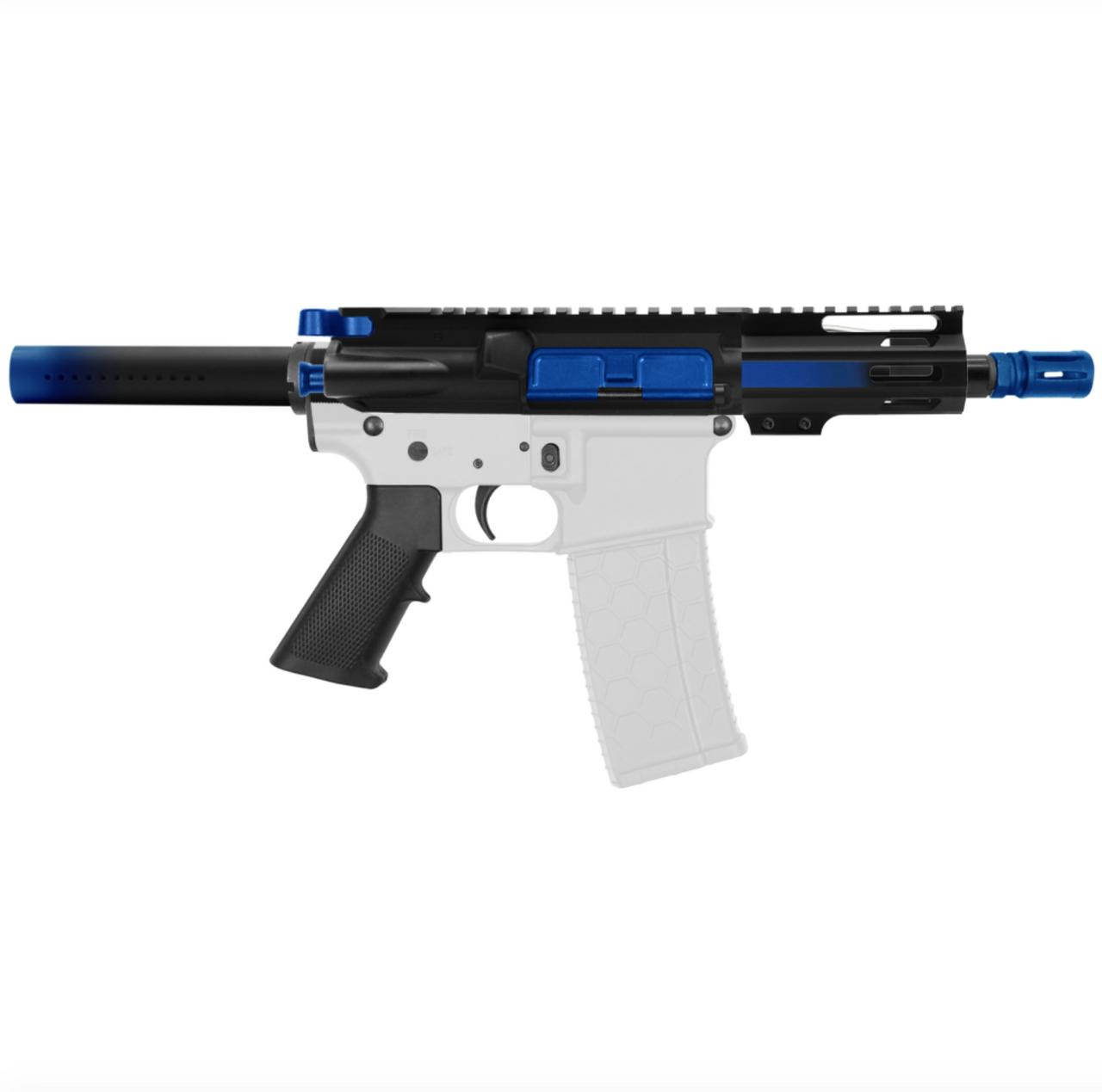 MCS AR-15 5.56 NATO 5'' PISTOL KIT - FORGED UPPER WITH 4'' HANDGUARD - CERAKOTE GRADIENT BLUE FLAME 