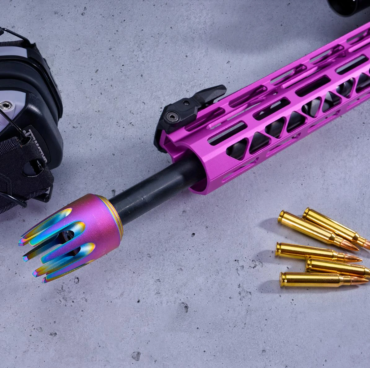 MCS AR-15 ‘Claw’ Multi-Prong Flash Hider - Rainbow PVD Coated 