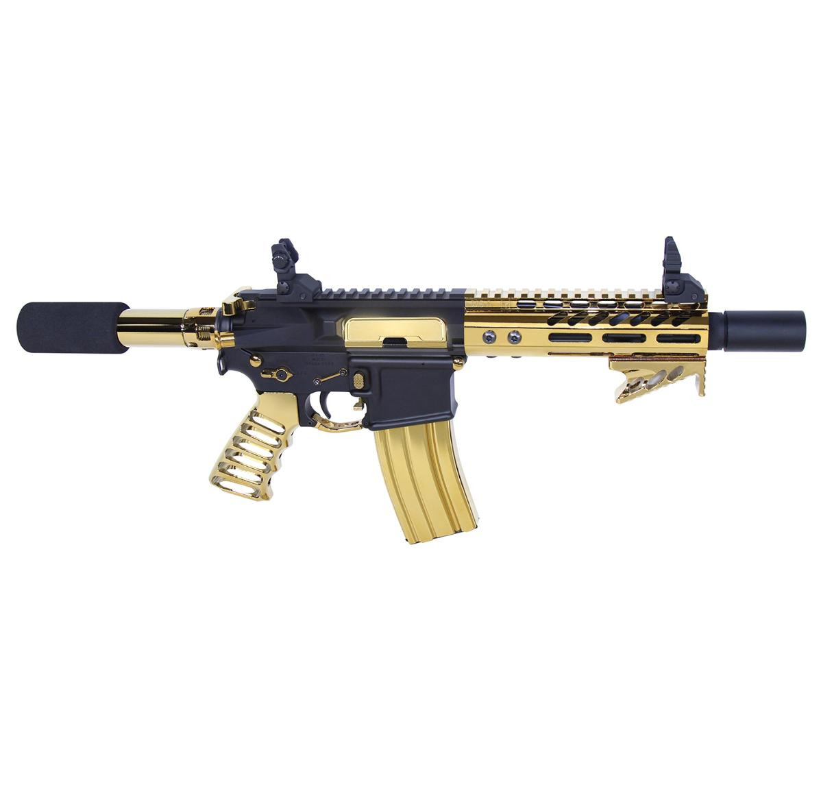 MCS AR-15 Ultralight Series Skeletonized Aluminum Pistol Grip - 24K Gold Plated 