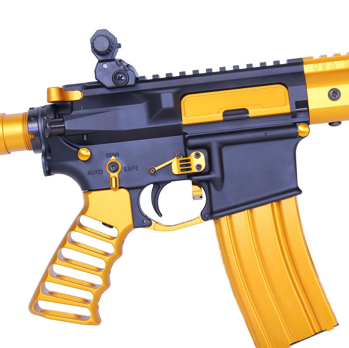 MCS AR-15 Ultralight Series Skeletonized Aluminum Pistol Grip - Anodized Orange 