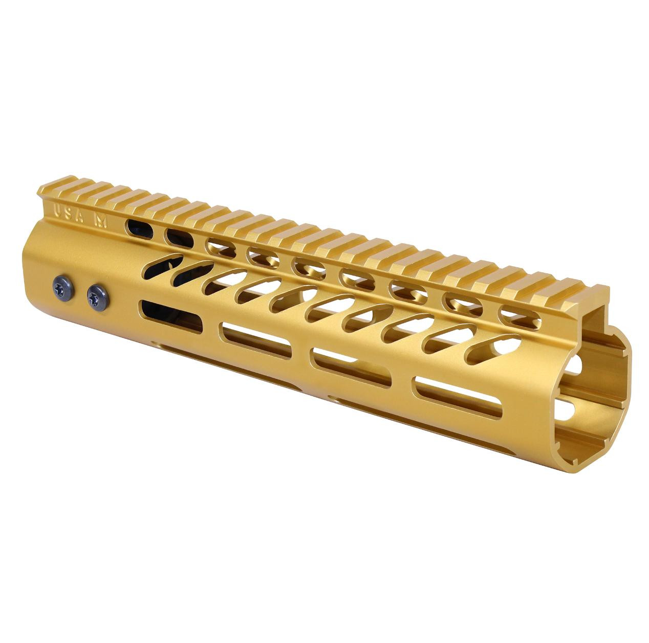 MCS AR .308 10″ Ultra Lightweight M-LOK System Free Floating Handguard With Monolithic Top Rail - Anodized Gold 