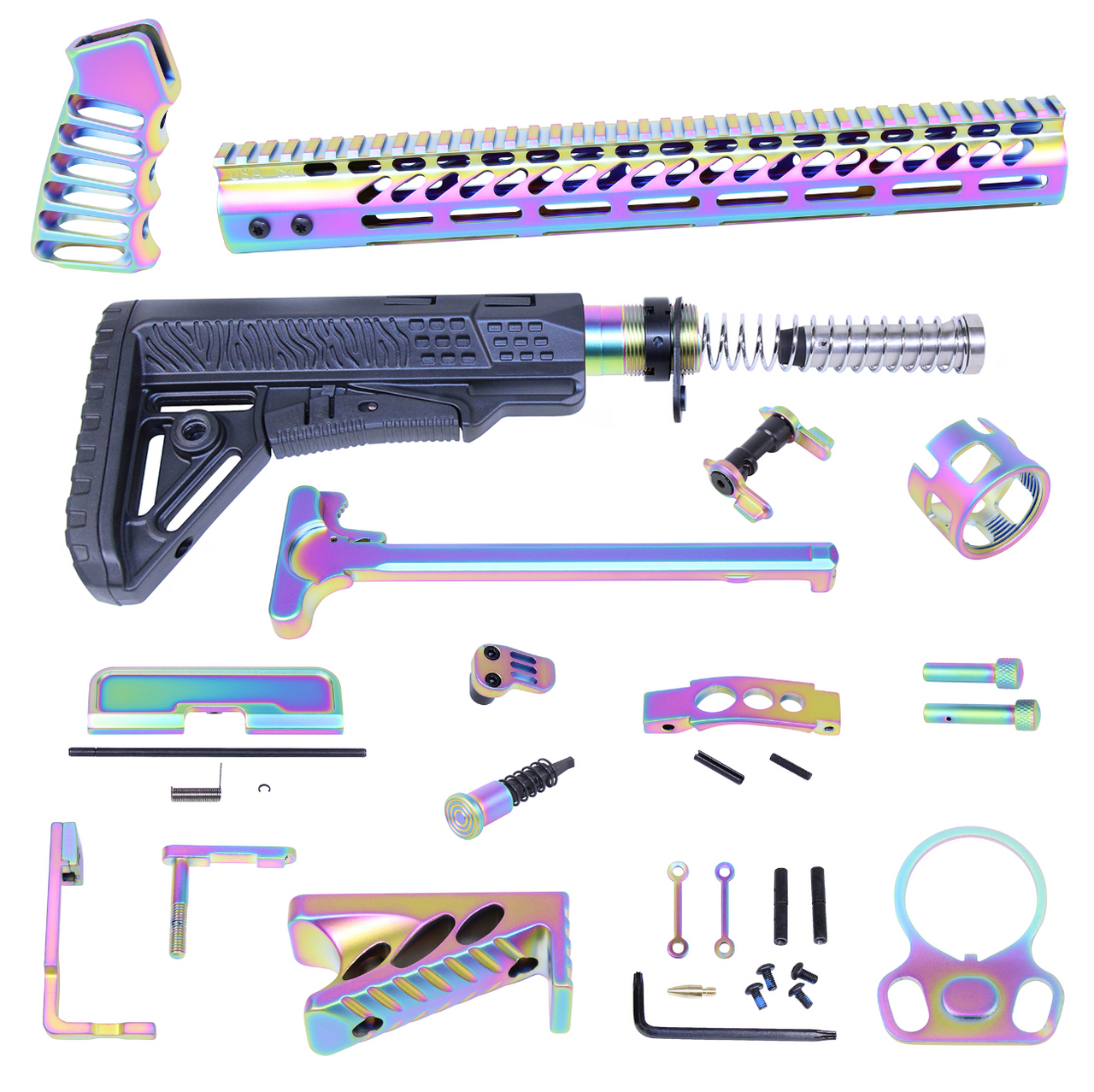 MCS AR-15 Ultimate Finishing Rifle Kit - Matte Rainbow PVD Coated