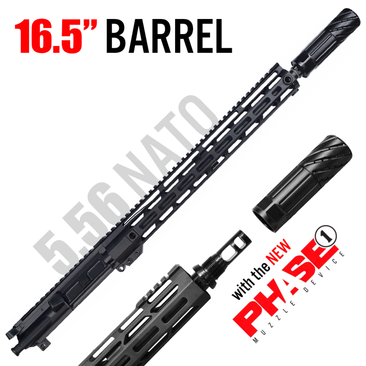 MCS AR-15 16.5″ 5.56 NATO COMPLETE UPPER – 15″ M-LOK RAIL & PHASE1 MUZZLE DEVICE