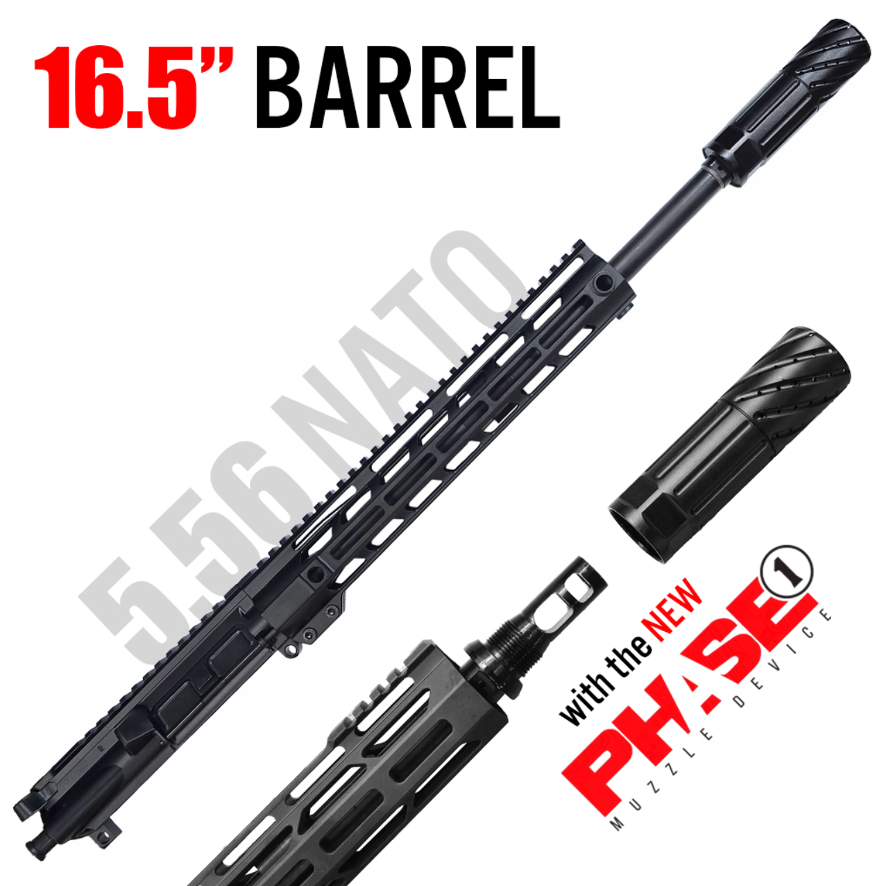 MCS AR-15 16.5″ 5.56 NATO COMPLETE UPPER – 12″ M-LOK RAIL & PHASE1 MUZZLE DEVICE