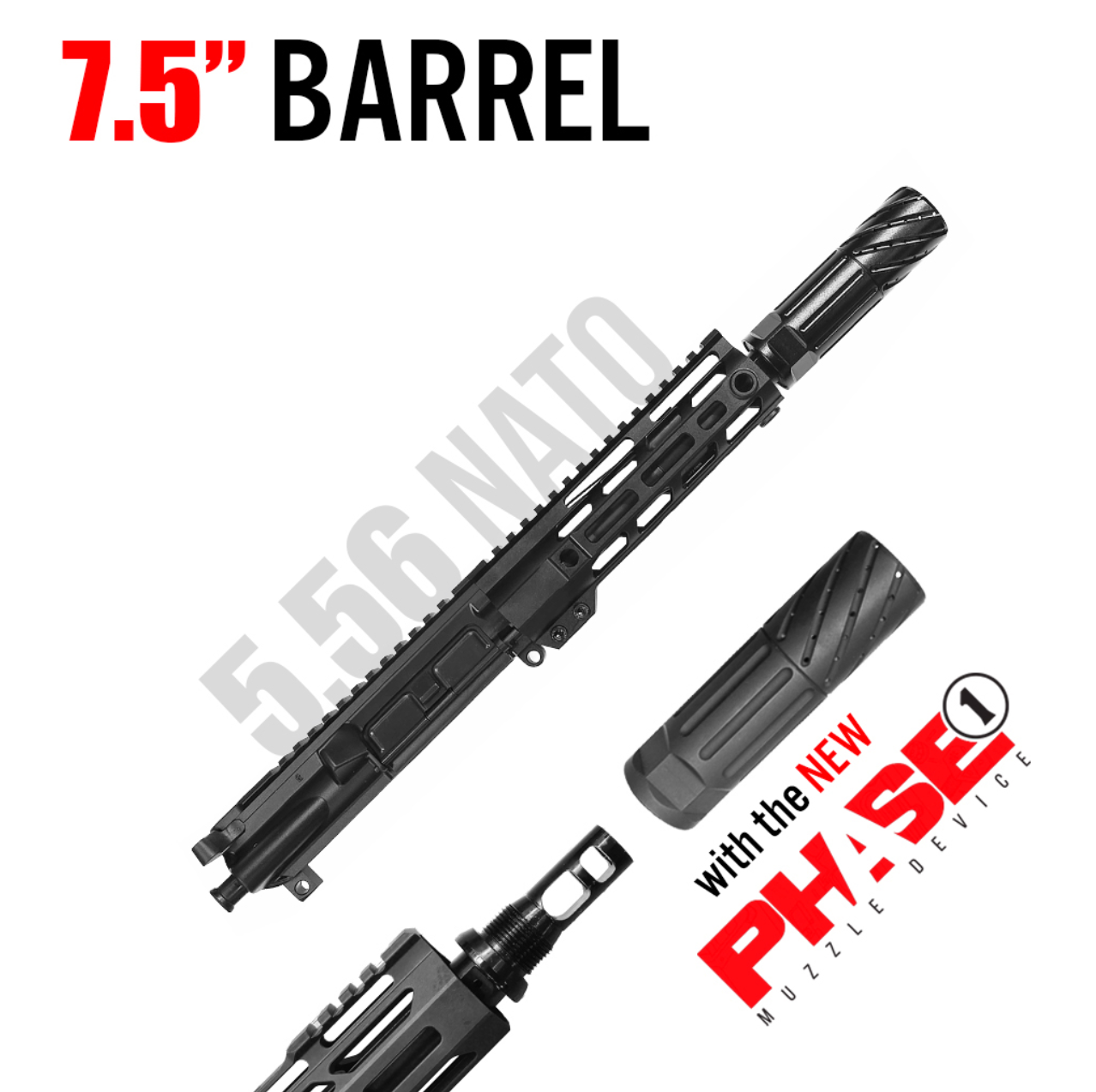 MCS AR-15 7.5″ 5.56 NATO COMPLETE UPPER – 7″ M-LOK RAIL & PHASE1 MUZZLE DEVICE