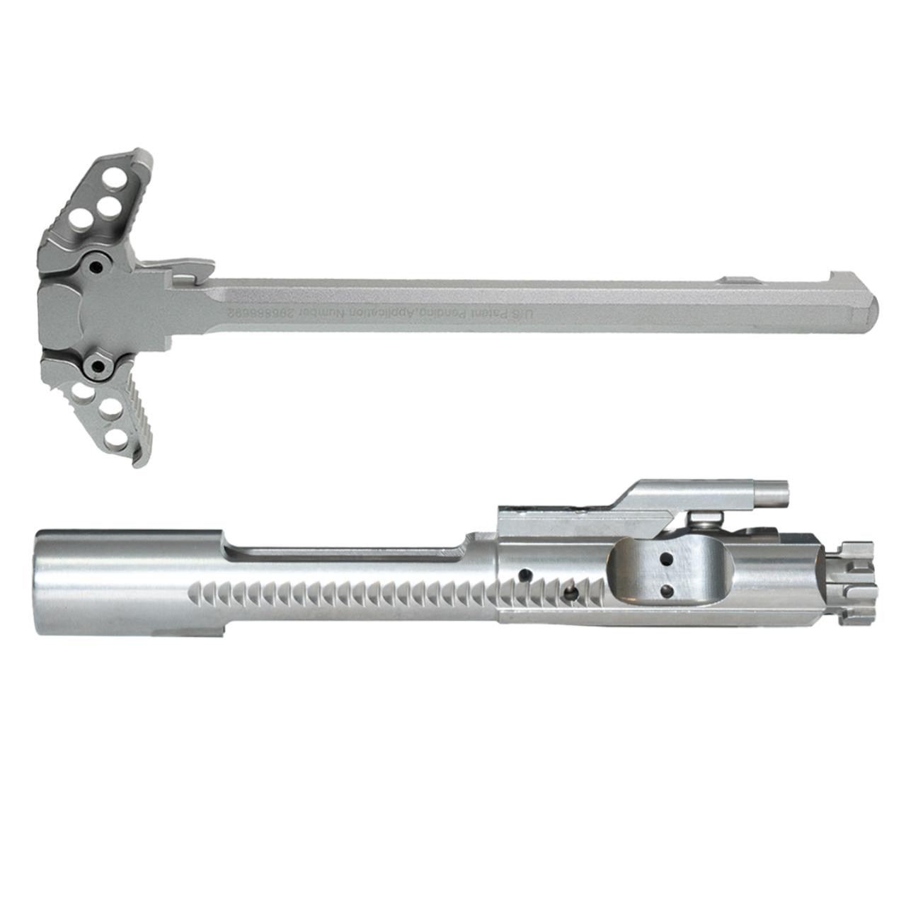 MCS AR-15 5.56 NATO NICKEL BORON BOLT CARRIER GROUP SILVER AMBIDEXTROUS CHARGING HANDLE 