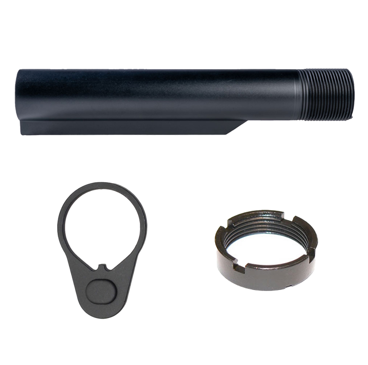 MCS AR-15 CARBINE CASTLE NUT + MIL-SPEC RECEIVER END PLATE + MIL-SPEC BUFFER TUBE