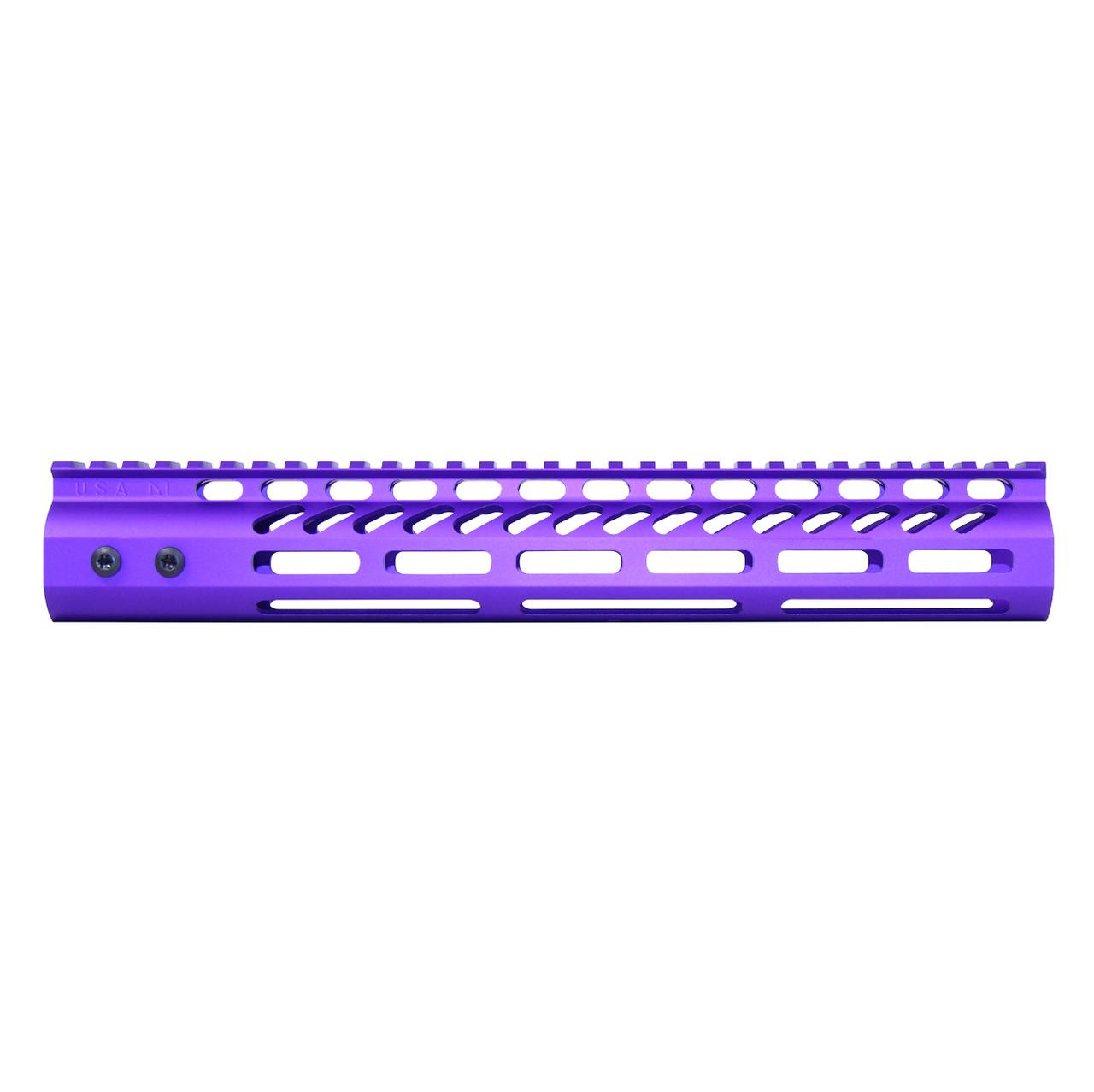 MCS AR-15 12″ Ultra Lightweight M-LOK System Free Floating Handguard With Monolithic Top Rail - Anodized Royal Purple 