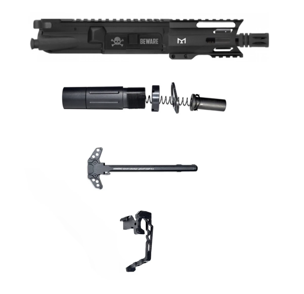 AR-15 5.56 5'' PISTOL BEWARE BUILD W/ SHORT BUFFER SYSTEM, AMBI CHARGING HANDLE, EXTENDED BOLT RELEASE