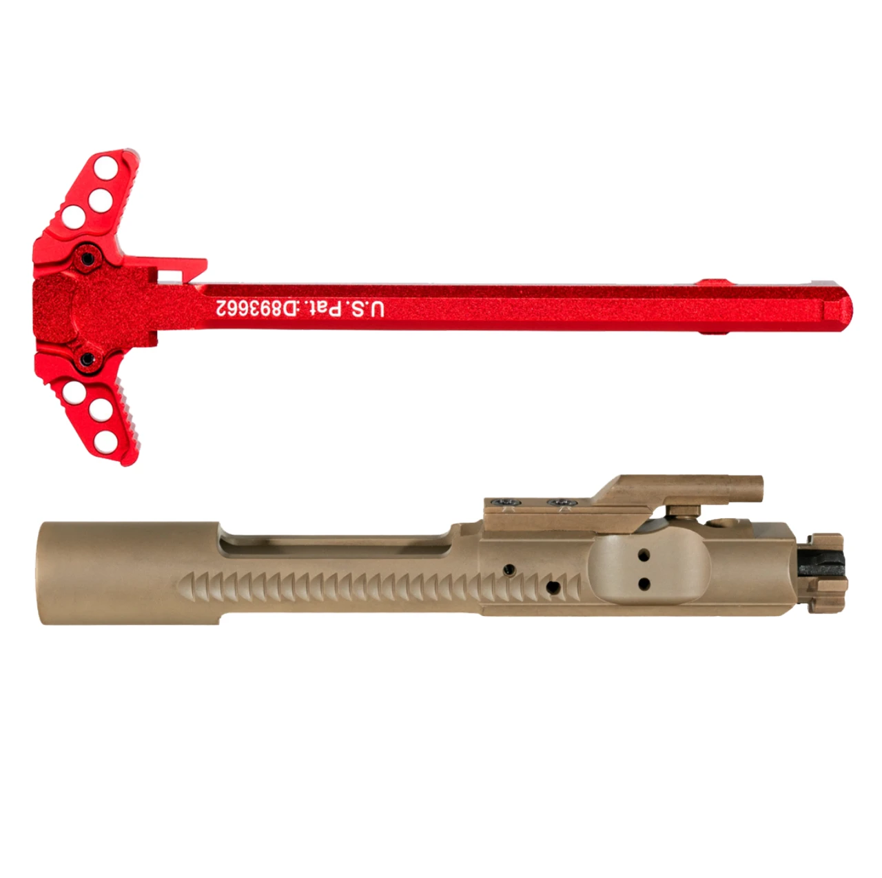 MCS AR-15 5.56 NATO FDE BCG M16 BOLT CARRIER GROUP & RED AMBI CHARGING HANDLE BUNDLE