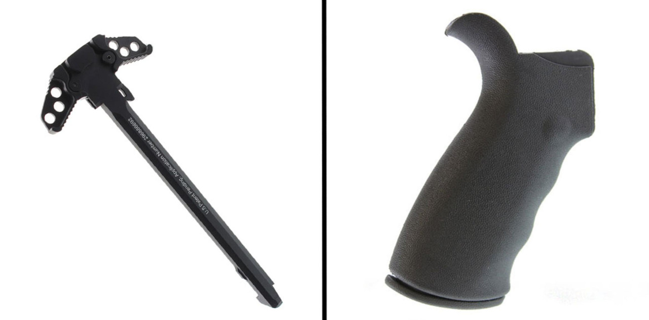 MCS AR-15 AMBIDEXTROUS CHARGING HANDLE + BEAVERTAIL RUBBER GRIP 