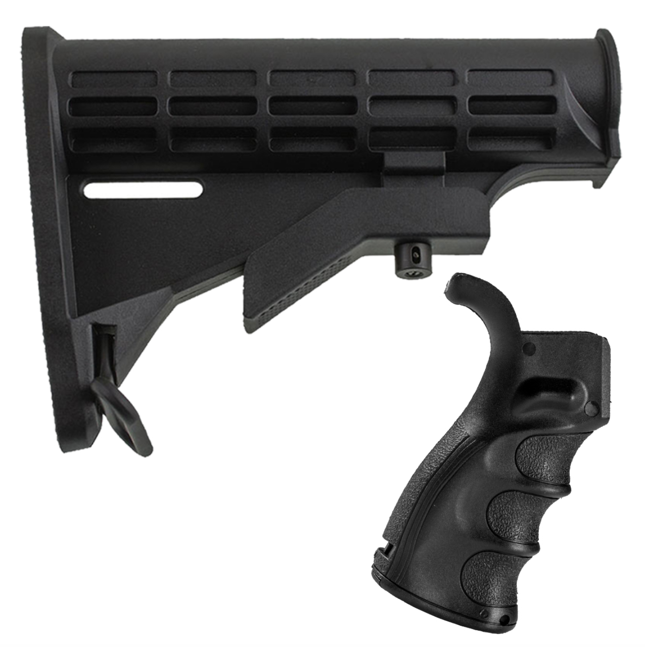 MCS AR-15 ADJUSTABLE M4-STYLE CARBINE STOCK & ERGONOMIC STORAGE PISTOL GRIP BUNDLE