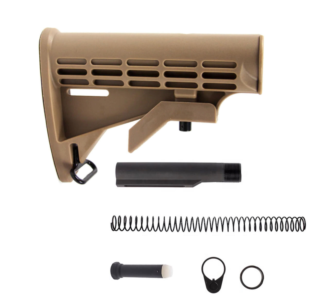 Adjustable Mil-Spec Carbine Buttstock Kit FDE Tan | MCS Gearup