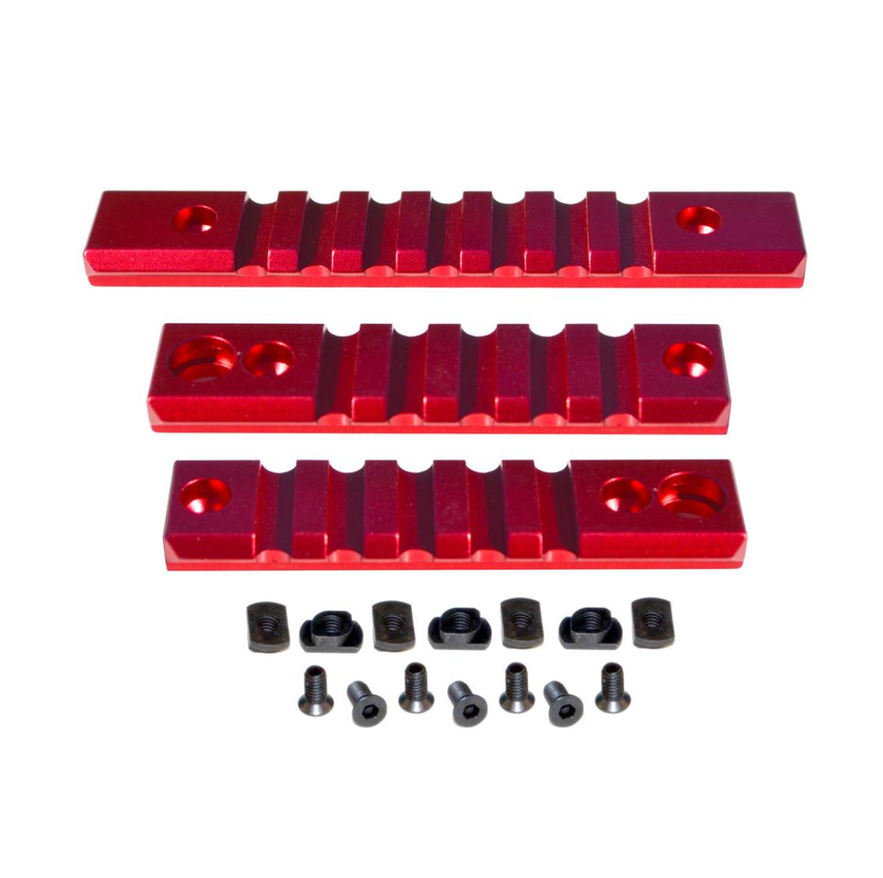 MCS Picatinny Rail Section Kit for M-LOK Style Slots 3 Piece Red 