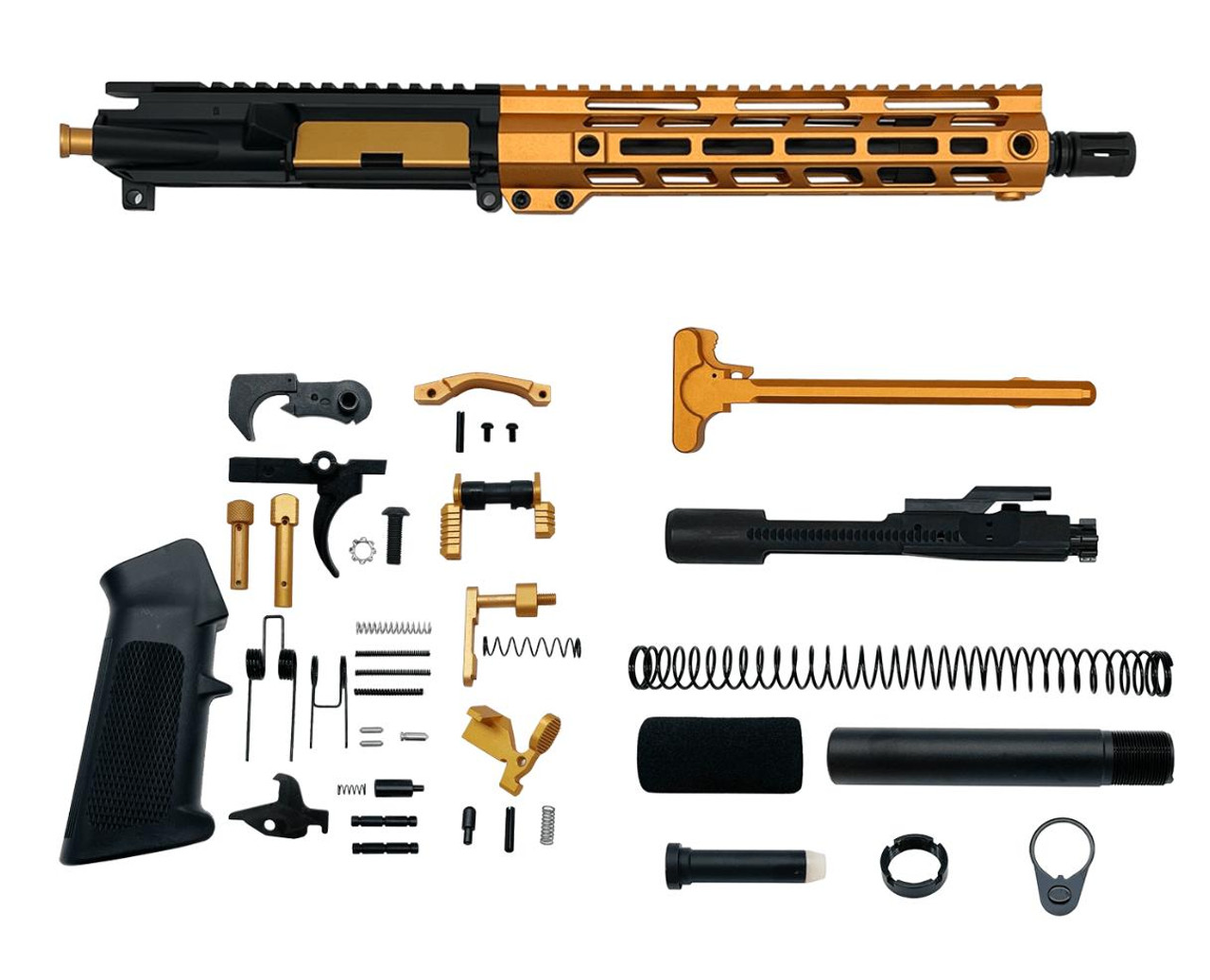 MCS AR-15 .223 Wylde 10.5″ Pistol Upper Complete Build Kits Assembled Black barrel Upper 
