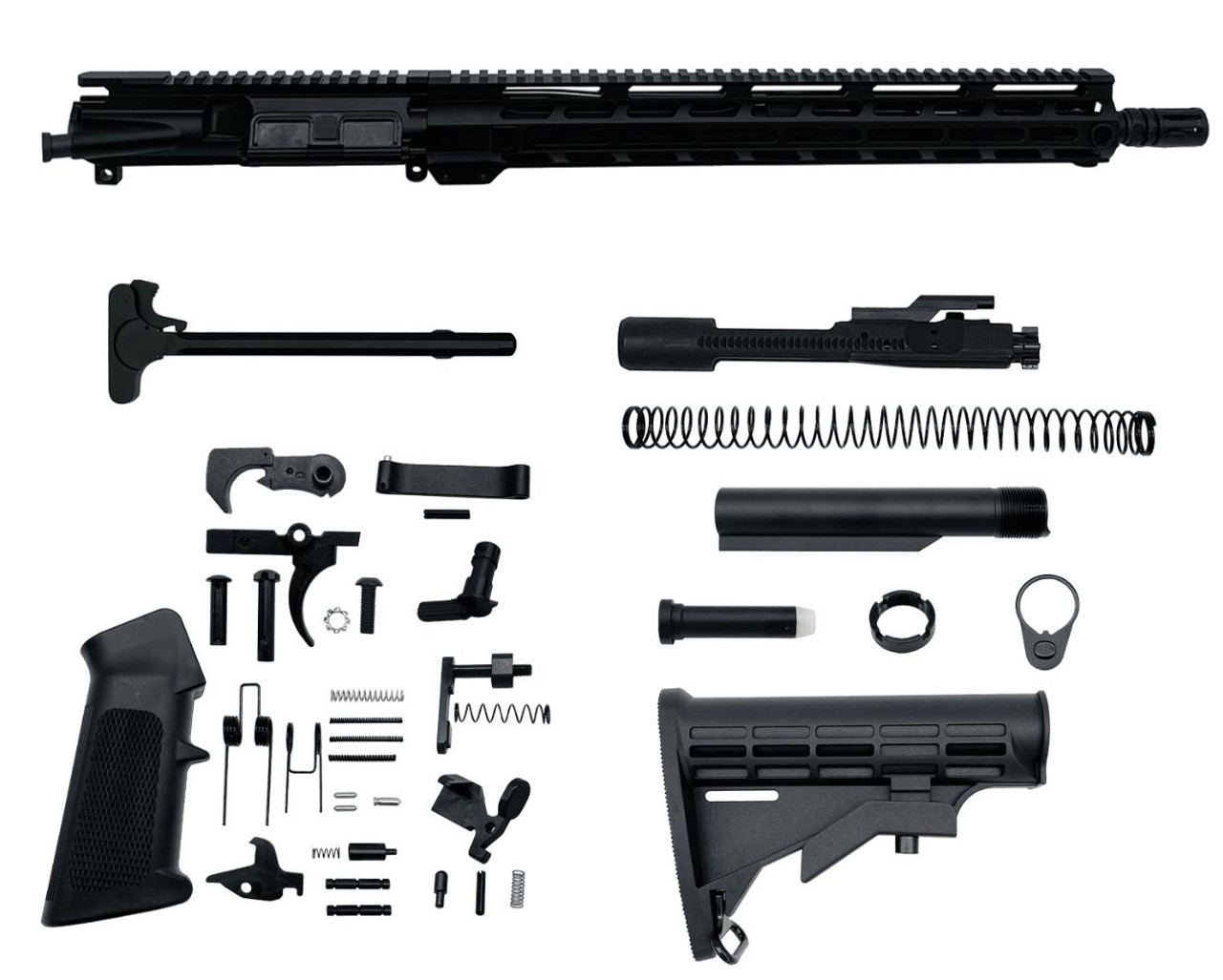MCS AR-15 .223 Wylde 16″ Rifle Upper Complete Build Kits Assembled Black barrel Upper 