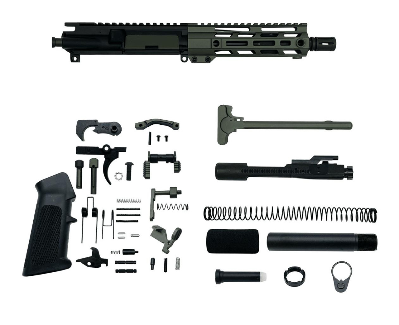 MCS AR-15 .223 Wylde 7.5″ Pistol Upper Complete Build Kits Assembled Black barrel Upper 