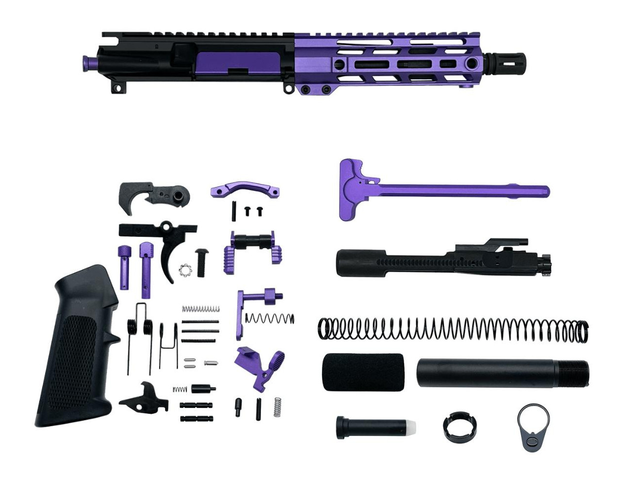 MCS AR-15 .223 Wylde 7.5″ Pistol Upper Complete Build Kits Assembled Black barrel Upper 