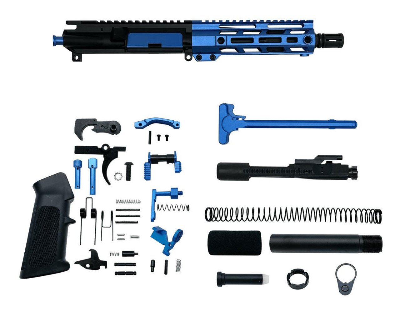 MCS AR-15 5.56 Nato 7.5″ Pistol Upper Complete Build Kits Assembled Black barrel Upper 