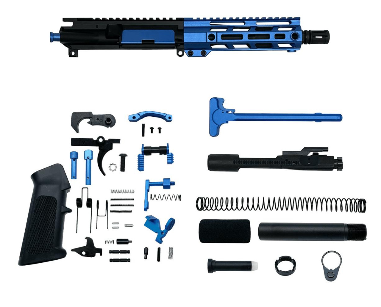 MCS AR-15 9 mm 7.5″ Pistol Upper Complete Build Kits Assembled Black barrel Upper 