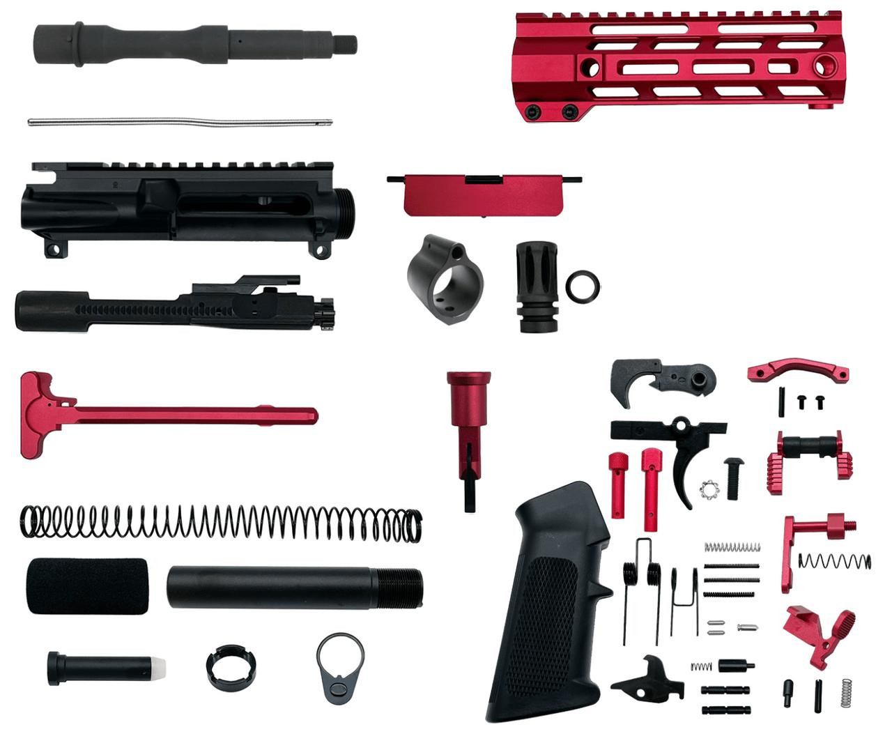 MCS AR-15 .223 Wylde 7.5″ Pistol Upper Complete Build Kits Unassembled Black barrel Upper 