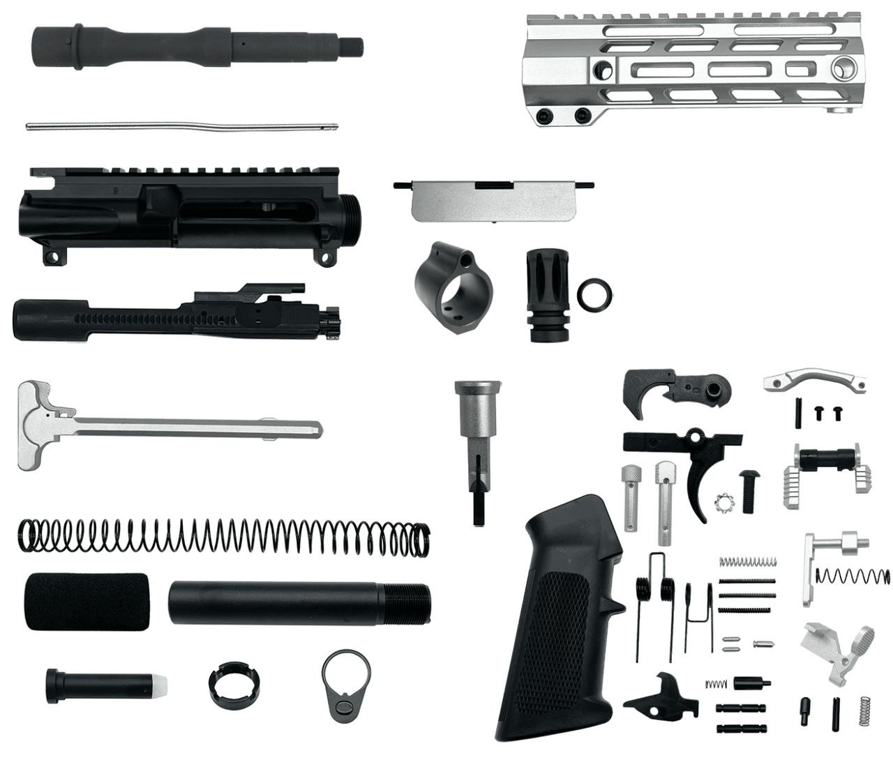 MCS AR-15 .223 Wylde 7.5″ Pistol Upper Complete Build Kits Unassembled Black barrel Upper 