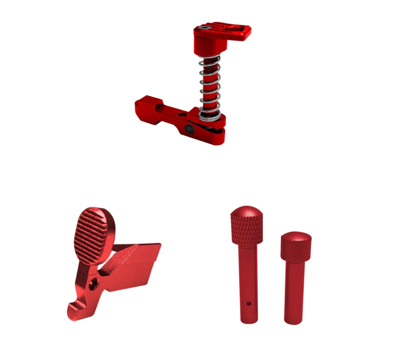 MCS AR-15 Parts Combo Bolt Catch, Take Down Pins, Ambi Mag Release Anodized Colors 