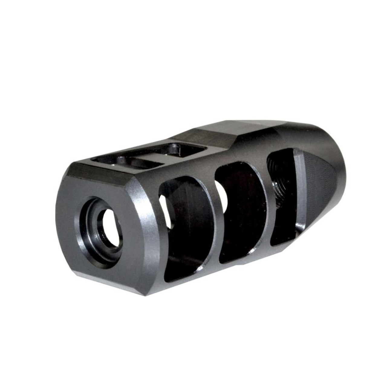 MCS Tanker Style 1/2x28 Muzzle Brake, Black Steel 