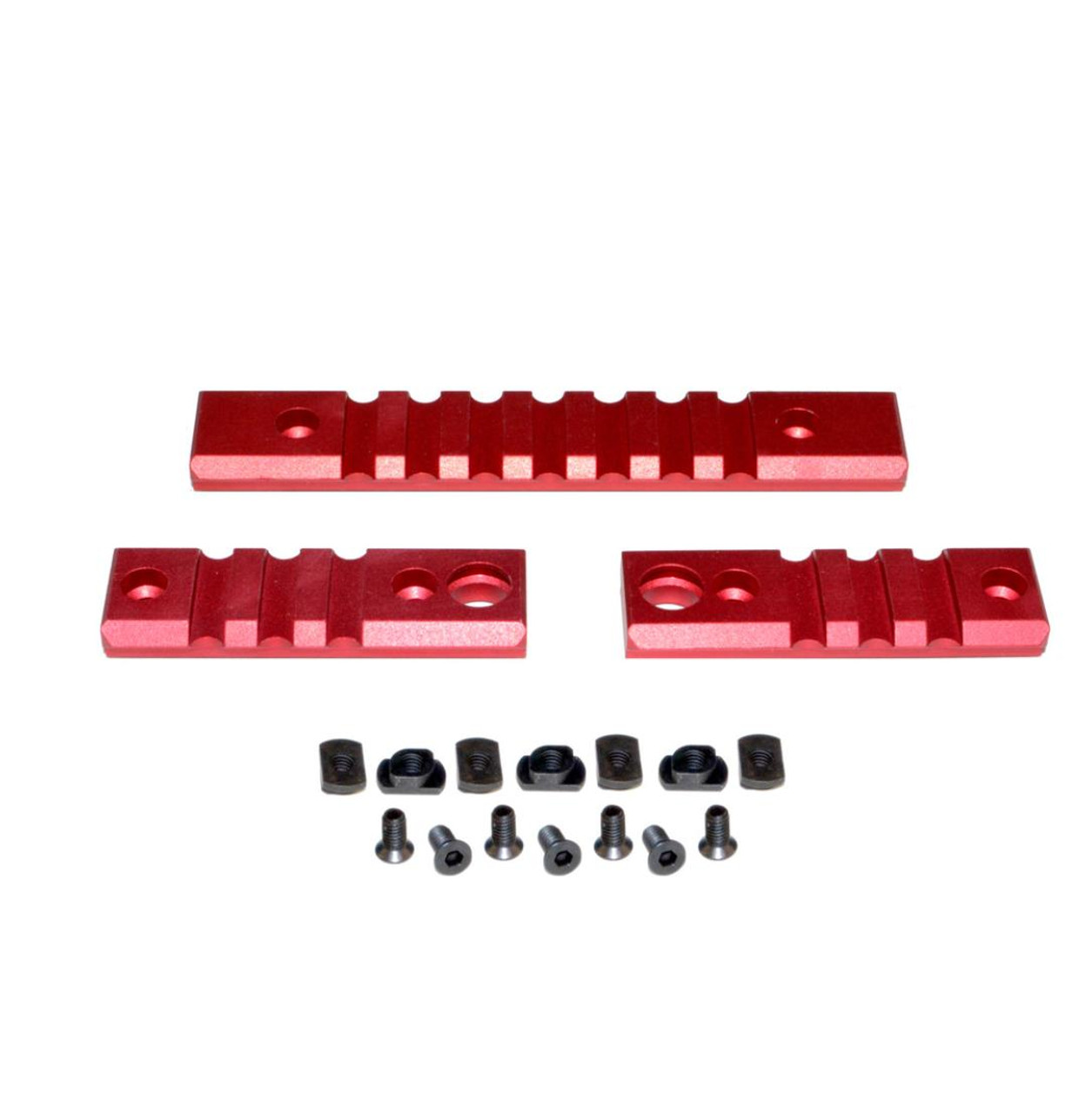 MCS 3 Piece Picatinny Rail Section Kit for M-LOK Style Slots, Red 