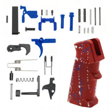FCC S&W AR type PTW 鍛造 ロアレシーバー ceracoat AR-15 Lower Receiver Parts Kit Blue - WR - CERAKOTE SPLATTER RED