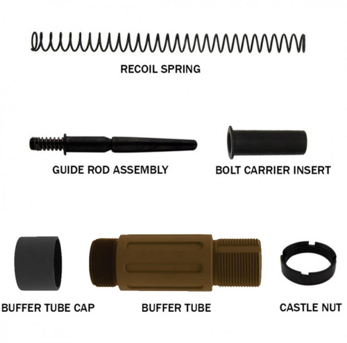 MCS AR-15 Complete Compact Short Buffer Tube Kit 3.5'' Cerakote - Brunt Bronze W/ Black Cap 