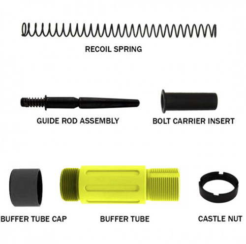  MCS AR-15 Complete Compact Short Buffer Tube Kit 3.5'' Cerakote - Lemon Yellow W/ Black Cap 